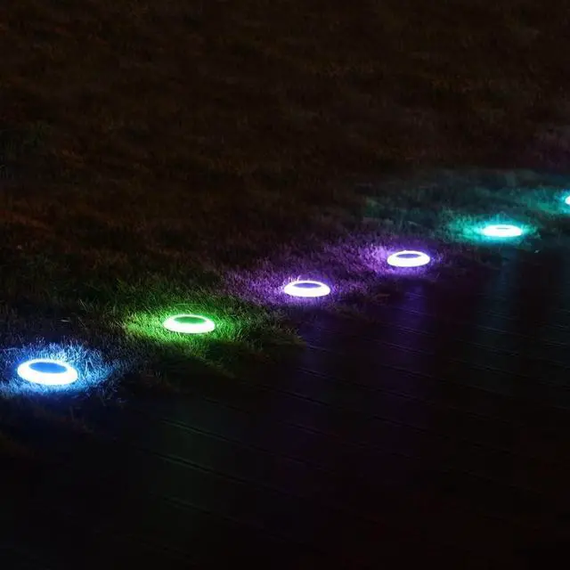 Alt view image 4 of 6 - 8 Pack 20 Lumens Colorized Solar Ground Lights,Solar Pool Lights with Mutiple Color Functions for Pool Area, Pathway, Patio, Yard, Path, Lawn and Garden