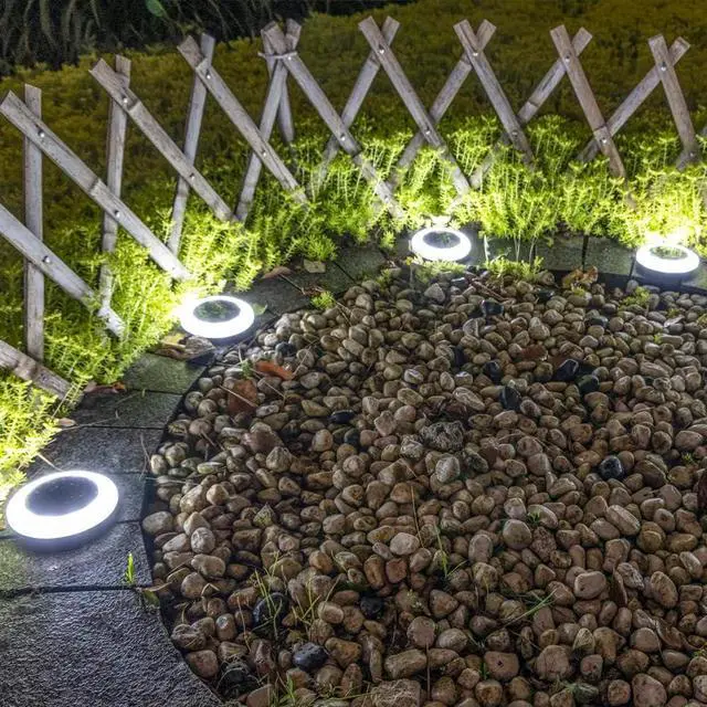 Alt view image 5 of 6 - 8 Pack 20 Lumens Colorized Solar Ground Lights,Solar Pool Lights with Mutiple Color Functions for Pool Area, Pathway, Patio, Yard, Path, Lawn and Garden