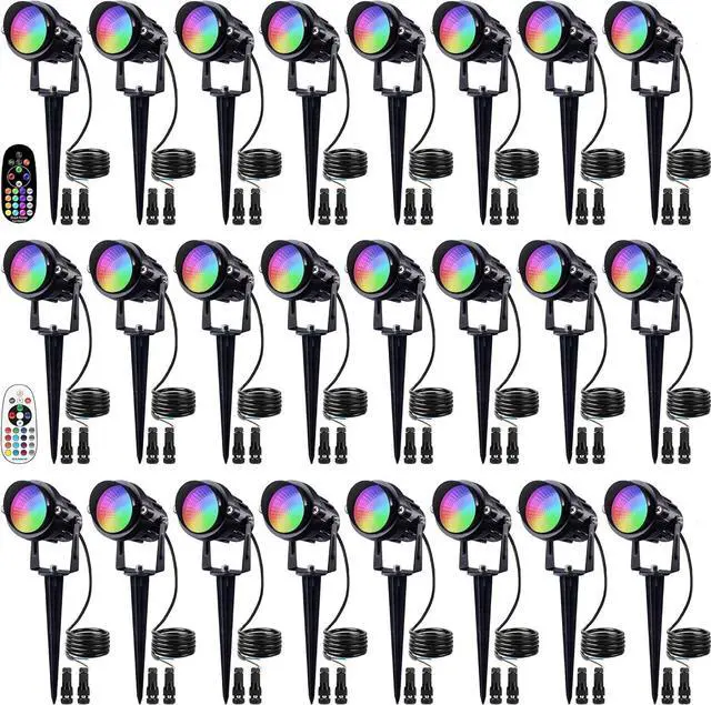 Main image of SUNVIE 24 Pack Halloween RGBW Low Voltage Landscape Lights 12W LED Color Changing Landscape Lighting with Remote Control and Wire Connectors, AC/DC 12V-24V Waterproof Outdoor Spotlight for Yard Garden