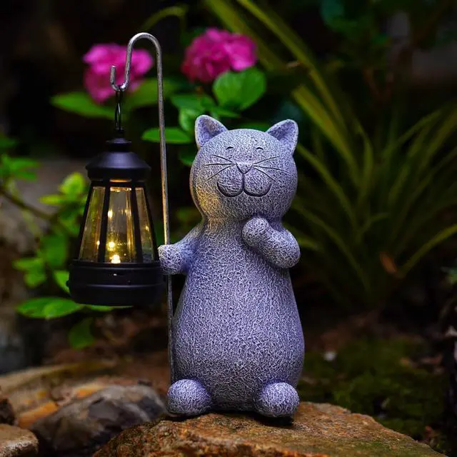 Alt view image 7 of 7 - Qeeman Garden Decor Solar Statues: Mothers Day Birthday Gifts for Mom Grandma Women Sister Wife Lady Lover - Front Patio Balcony Yard Art Lawn Ornaments Porch Outdoor Outside Decorations (Cat)