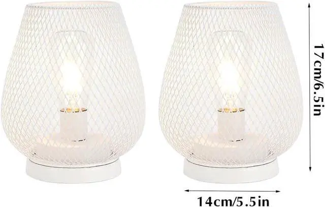 Alt view image 2 of 7 - JHY DESIGN Set of 2 Metal Cage LED Lanterns Battery Powered Cordless Accent Light with LED Great for Weddings Parties Patio Events for Indoors Outdoors(White)