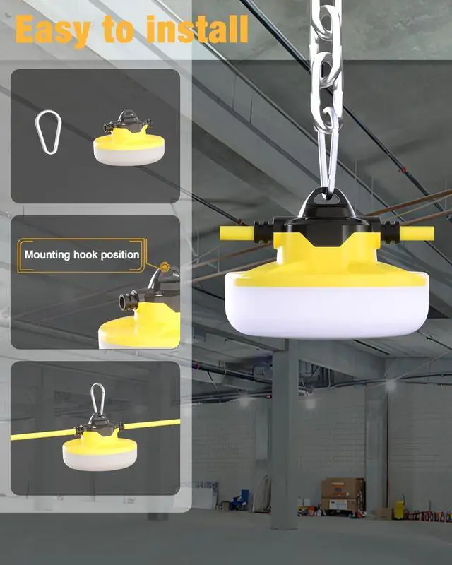 Alt view image 7 of 7 - LED Construction String Light 100FT, 130W 16000Lm Industrial LED String Work Lights with 10 Bulbs, Linkable 5000K Super Bright Temporary Lighting for Construction Site, Job Site, Work Site