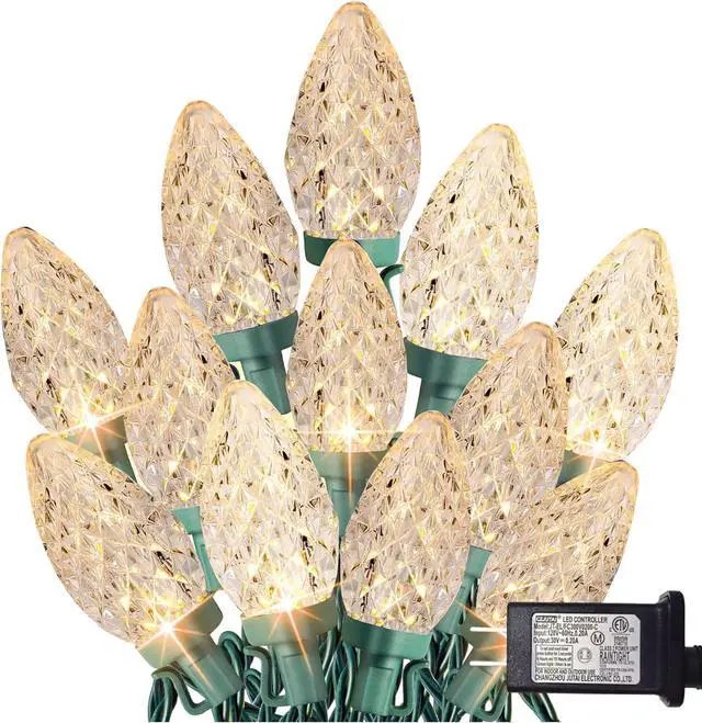 Main image of TW SHINE C9 Christmas Lights, 100 LED 66 FT Christmas String Lights Outdoor with 8 Modes Timer Waterproof Connectable for Indoor Yard Xmas Tree House Decorations (Warm White)