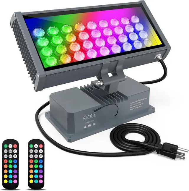 Main image of LED Wall Washer Flood Lights with RF Remote, 144W RGBW Color Changing Wash Lighting Waterproof Heavy-duty LED Wall Washing Light for Outdoor & Indoor Lighting Projects, Hotels, Church, Building, House