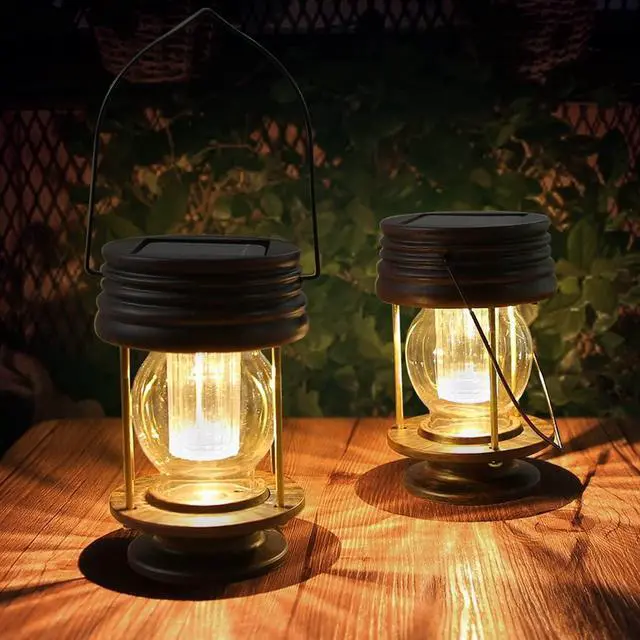 Main image of Solar Lanterns Outdoor - 2 Pack Hanging Solar Lights for Outside, Waterproof Outdoor Garden Lanterns Lamp Vintage Design for Landscape Yard Pathway Beach Pavilion Table Decoration (Warm Lights)