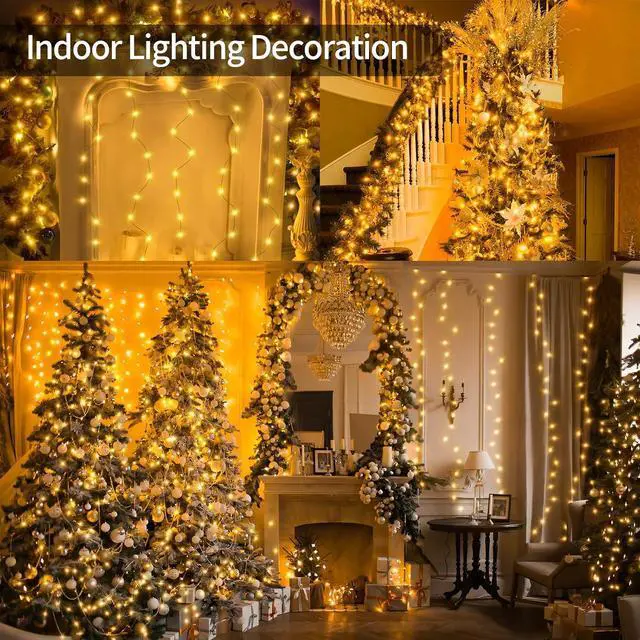 Alt view image 5 of 5 - 400 LED Fairy Lights 131 FT Green Wire LED String Lights 8 Modes Timer Twinkle Fairy Lights Plug in Waterproof for Xmas Yard Tree Patio Wedding Holiday Party DIY Decorations(Warm White)