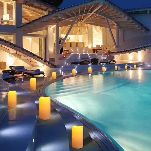 Alt view image 6 of 7 - NURADA Large Outdoor Flameless Candles 6" 8" 10" x 5" - Waterproof LED Pillar Flickering Candle Battery Operated with Timer Remote for Patio Porch Lanterns - Ivory White Set of 3