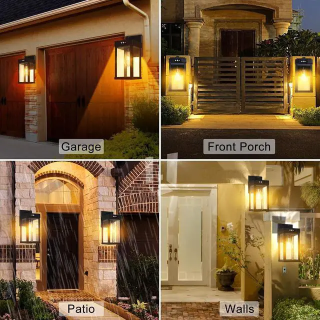 Alt view image 6 of 7 - Solar Wall Lights Outdoor, Solar Sconce Lantern with 3 Lighting Modes & Motion Sensor, Porch Light Fixture Outside Waterproof with Clear Panel for Garage Yard Front Door Shed (2 Pack)