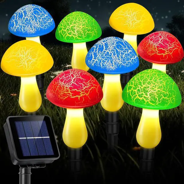 Main image of Mushroom Solar Lights Outdoor, Cute Garden Mushrooms Outdoor Decor Stake String Lightings Waterproof with 8 Lights and 8 Modes for Outside Back Yard Lawn Flowerbed Gnome Decorations