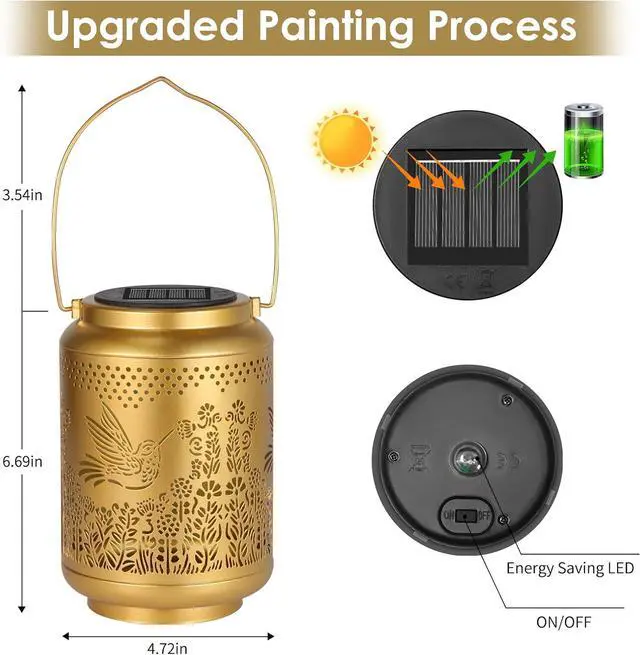 Alt view image 3 of 7 - Hummingbird Solar Lanterns Outdoor Waterproof, Mothers Day Gifts for Mom Grandma, Garden Decor Hanging Solar Lights Outdoor for Patio,Yard,Backyard,Porch (2 Pack)