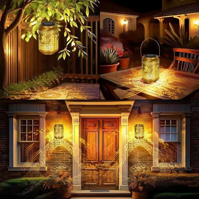 Alt view image 5 of 7 - Hummingbird Solar Lanterns Outdoor Waterproof, Mothers Day Gifts for Mom Grandma, Garden Decor Hanging Solar Lights Outdoor for Patio,Yard,Backyard,Porch (2 Pack)