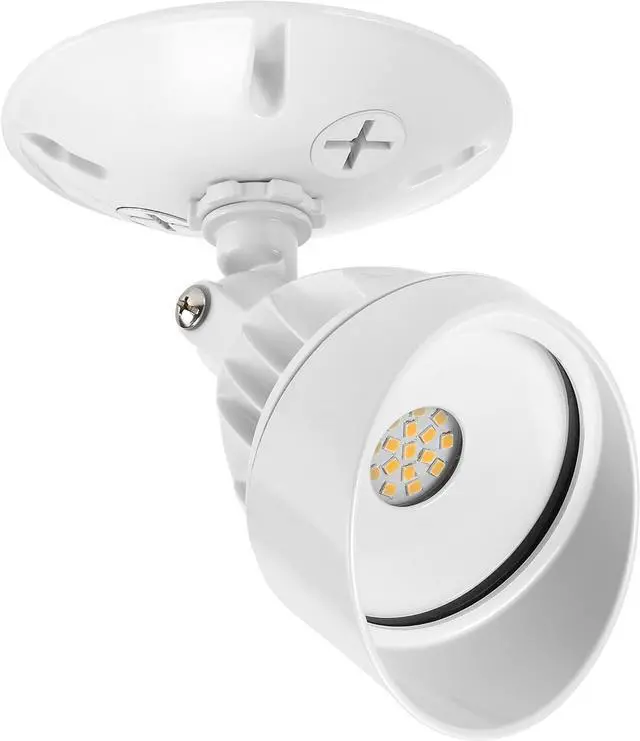 Alt view image 2 of 7 - Maxxima LED Outdoor Flood Wall Light, Exterior Security Light w/Adjustable Head, 950 Lumens, 3000K Warm White, White (2 Pack)