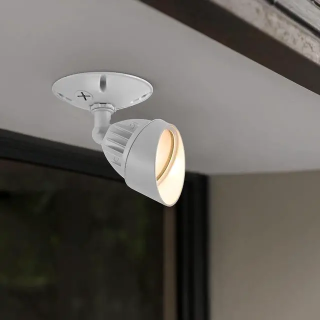 Alt view image 4 of 7 - Maxxima LED Outdoor Flood Wall Light, Exterior Security Light w/Adjustable Head, 950 Lumens, 3000K Warm White, White (2 Pack)