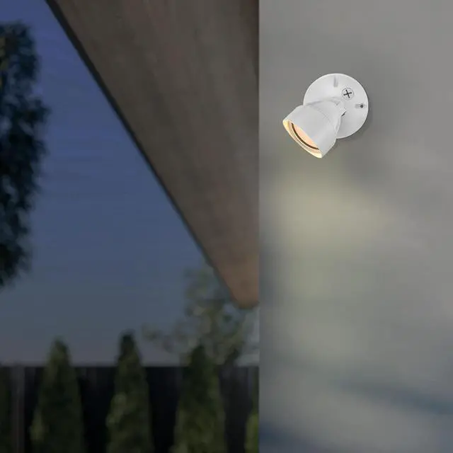 Alt view image 5 of 7 - Maxxima LED Outdoor Flood Wall Light, Exterior Security Light w/Adjustable Head, 950 Lumens, 3000K Warm White, White (2 Pack)