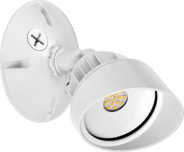 Alt view image 6 of 7 - Maxxima LED Outdoor Flood Wall Light, Exterior Security Light w/Adjustable Head, 950 Lumens, 3000K Warm White, White (2 Pack)