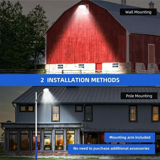 Alt view image 3 of 7 - 70W LED Barn Light,Dusk to Dawn Outdoor Lighting with Photocell and Mount arm, 5000K Daylight 10500LM,IP65 Waterproof Adjustable Angle Outdoor Flood Light for Yard Garage Securtity Area