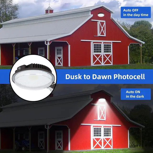 Alt view image 4 of 7 - 70W LED Barn Light,Dusk to Dawn Outdoor Lighting with Photocell and Mount arm, 5000K Daylight 10500LM,IP65 Waterproof Adjustable Angle Outdoor Flood Light for Yard Garage Securtity Area