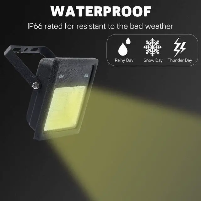 Alt view image 5 of 6 - Q QINGCHEN 2 PCS DC 12V LED Flood Light 50W 4500lm 3000K Warm White Outdoor Security Floodlight Lamp, IP65 Outside Waterproof