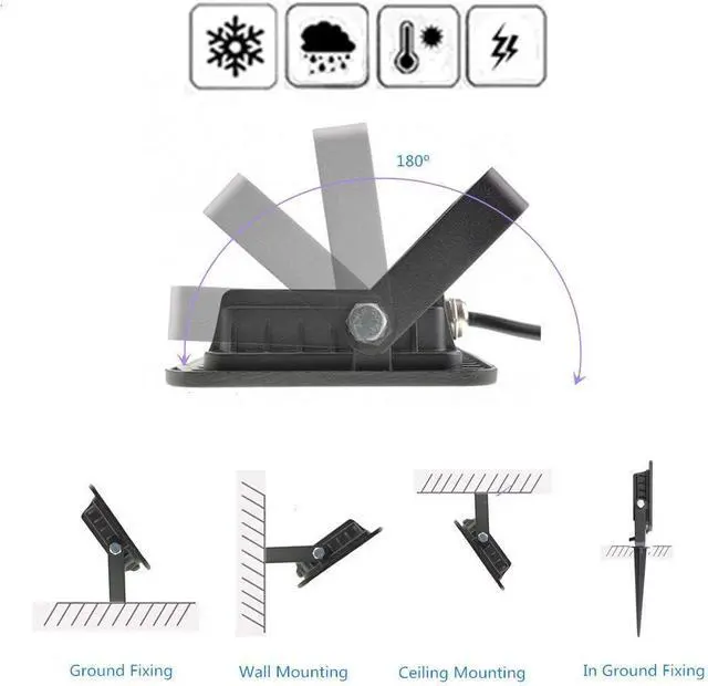 Alt view image 5 of 7 - 6 Pack Cool White 10W LED Flood Light Outdoor Waterproof IP65, Wall Security Landscape Lamp, Home, Square, Yard, Garage, Street, Pathway, Spike Stand, Low Voltage 12V 24V 36V 48V 60V DC AC