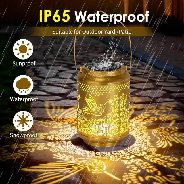 Alt view image 4 of 7 - Hummingbird Solar Lanterns Outdoor Waterproof, Mothers Day Gifts for Mom Grandma, Garden Decor Hanging Solar Lights Outdoor for Patio,Yard,Backyard,Porch (2 Pack)
