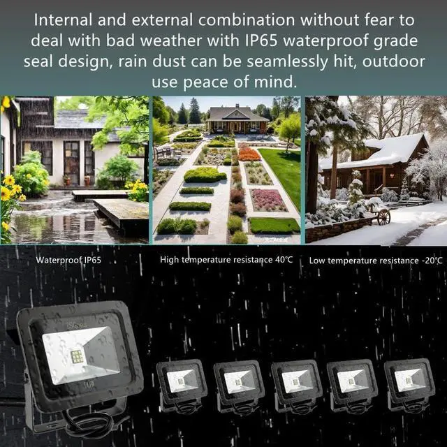 Alt view image 7 of 7 - 6 Pack Cool White 10W LED Flood Light Outdoor Waterproof IP65, Wall Security Landscape Lamp, Home, Square, Yard, Garage, Street, Pathway, Spike Stand, Low Voltage 12V 24V 36V 48V 60V DC AC