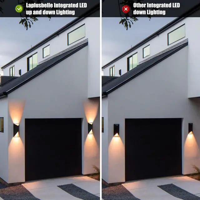 Alt view image 3 of 7 - LED Outdoor Wall Lights, Modern Black Exterior Wall Light Fixtures, Dimmable 10W 3000K Up Down Patio Porch Lights Wall Mount Outdoor Sconces for House Yard Hallway