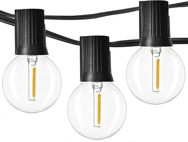 Main image of Outdoor String Lights 48ft with 23+2 Spare Bulbs, Shatterproof Dimmable Waterproof, LED 1W 60LM 2200K Warm Glow for Indoor/Outdoor Decoration and Lighting -Black Wire