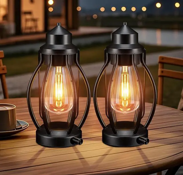 Main image of pearlstar Lantern Rechargeable Lamps Decorative Outdoor & Indoor, 2 Pack Vintage Portable LED Lanterns with Fully Dimmable Modes, Camping Lamp Outdoor Lantern for Table Patio Garden Yard Pathway Porch