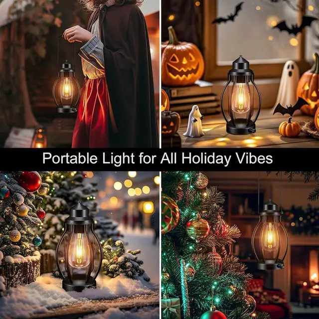 Alt view image 6 of 7 - pearlstar Lantern Rechargeable Lamps Decorative Outdoor & Indoor, 2 Pack Vintage Portable LED Lanterns with Fully Dimmable Modes, Camping Lamp Outdoor Lantern for Table Patio Garden Yard Pathway Porch