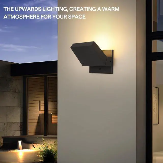 Alt view image 5 of 7 - Outdoor Wall Light 350° Rotate Modern Wall Sconce Minimalist Style Wall Mount Light Aluminum Outside Light Fixture No Glare high Brightness 3000K LED Warm Lights for Porch/Front Door