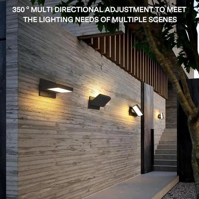 Alt view image 7 of 7 - Outdoor Wall Light 350° Rotate Modern Wall Sconce Minimalist Style Wall Mount Light Aluminum Outside Light Fixture No Glare high Brightness 3000K LED Warm Lights for Porch/Front Door