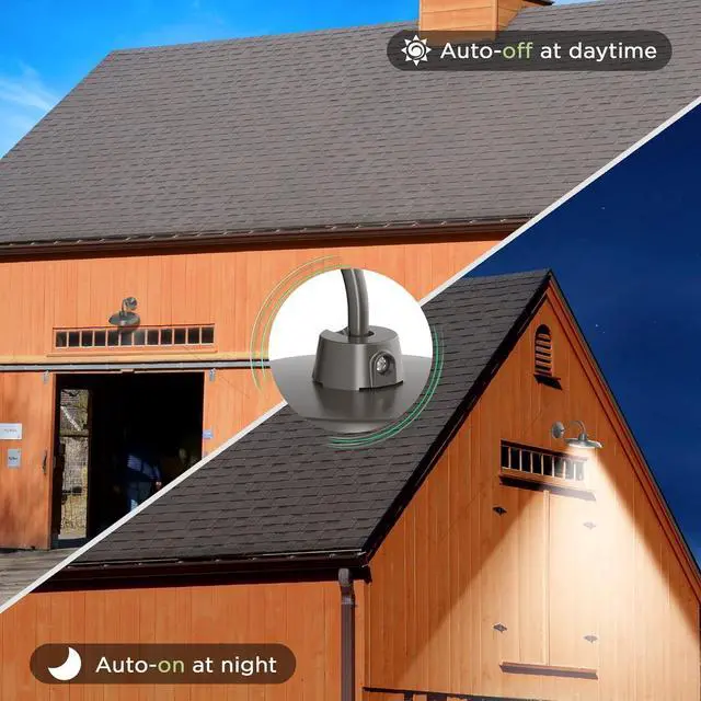 Alt view image 7 of 7 - 35W LED Gooseneck Barn Light 8 Inch Outdoor Farmhouse Wall Light with Dusk to Dawn Photocell Pole/Wall Mounted Area Light for Barn Garage Yard Warehouse 120VAC 4000K 3100LM UL Listed IP65 Dark Bronze