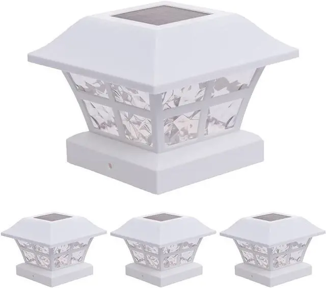 Main image of GreenLighting Evolve White Solar Post Cap Lights - 4x4 Post Caps and Outdoor Post Lights - Waterproof Solar Lights for Fence Posts - Solar Post Lights fit 4x4 5x5 Vinyl/PVC White, 4 Pack