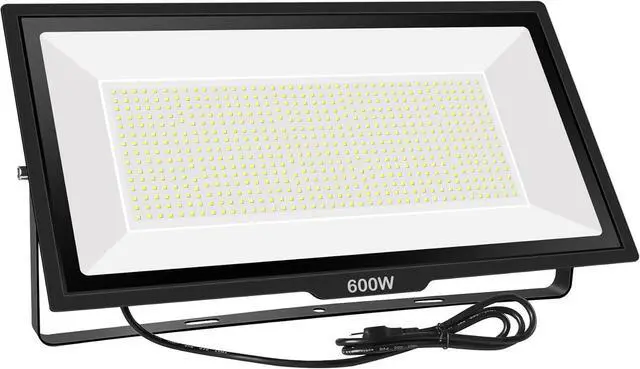 Main image of 600W LED Flood Light, Waterproof IP66 with Plug, 6000K Daylight White, 60000LM Super Bright Floodlight for Yard, Garden, Garages