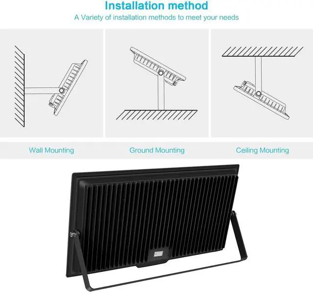 Alt view image 6 of 6 - 600W LED Flood Light, Waterproof IP66 with Plug, 6000K Daylight White, 60000LM Super Bright Floodlight for Yard, Garden, Garages