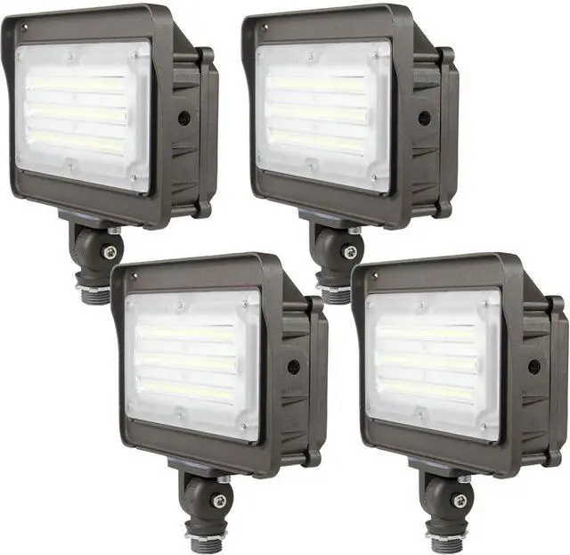 Main image of LED Flood Light 50W, Dusk-to-Dawn Photocell, 5000K 6500lm 100-277Vac, 180-degree Adjustable Knuckle, Waterproof Outdoor Security Lighting Fixtures, ETL Listed (4-Pack)