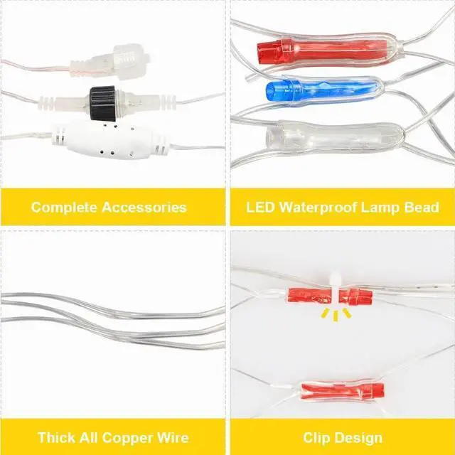 Alt view image 7 of 7 - American Flag Lights - 243 LED Red, White & Blue Half Fan Lights, Waterproof for Yard & Garden, Festivals, Holidays, 4th of July Decorations