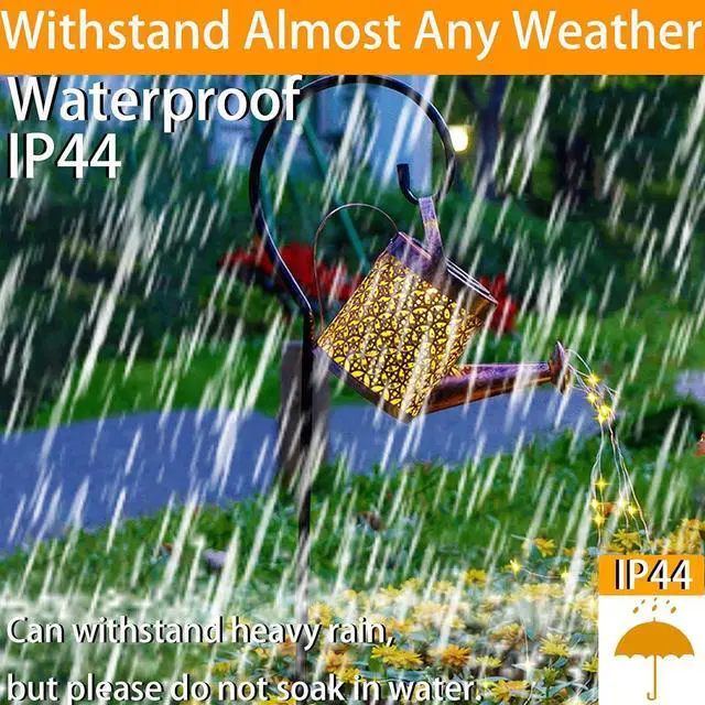 Alt view image 3 of 6 - Solar Lanterns Outdoor Waterproof,Metal Watering Can Garden Decor,Hanging Solar Path Lights Yard Art,Outside Patio Decorations Gardening Birthday Gifts for Mom Grandma Women,with Hook,Large