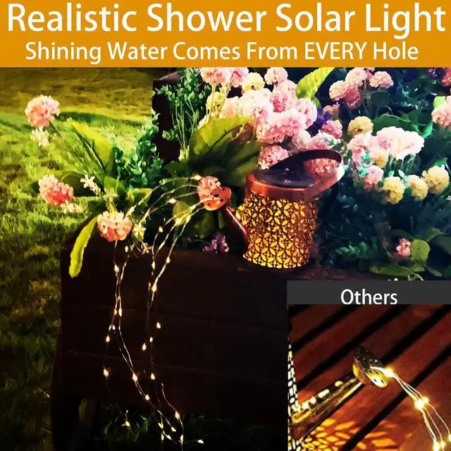 Alt view image 4 of 6 - Solar Lanterns Outdoor Waterproof,Metal Watering Can Garden Decor,Hanging Solar Path Lights Yard Art,Outside Patio Decorations Gardening Birthday Gifts for Mom Grandma Women,with Hook,Large