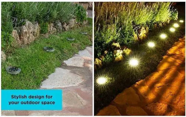 Alt view image 2 of 6 - BLACK+DECKER Solar-Powered Outdoor Disk Light - 8 Pack (BDSLDK8P)