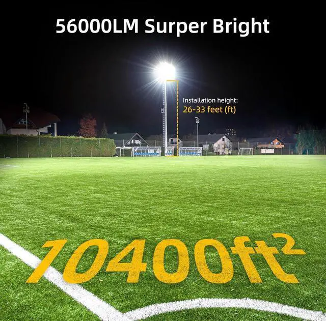 Alt view image 2 of 7 - Kekeou Stadium Lights Outdoor LED Flood Light 56000LM 6500K 400W Arena Field Lights IP67 Waterproof Parking Lot Light Adjustable Lighting Angle for Court
