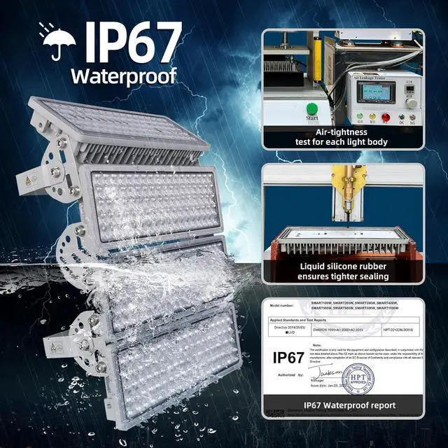 Alt view image 4 of 7 - Kekeou Stadium Lights Outdoor LED Flood Light 56000LM 6500K 400W Arena Field Lights IP67 Waterproof Parking Lot Light Adjustable Lighting Angle for Court