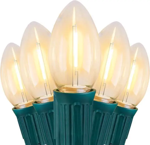 Main image of Vintage C9 LED Christmas Lights Outdoor, 100 Feet C9 String Lights with 50 Shatterproof C9 Bulbs, Waterproof Connectable Christmas Tree Lights for Outside Roofline Patio Xmas Decorations, Warm White