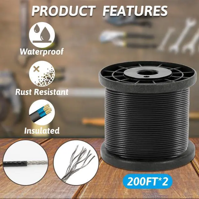 Alt view image 3 of 7 - 400 Ft String Light Hanging Kit Outdoor, Nylon Coated Stainless Steel 304 Wire Rope, String Light Kit Included Enough Accessories, Guide Wire for Outdoor String Lights, Patio Lights, Camping Lights