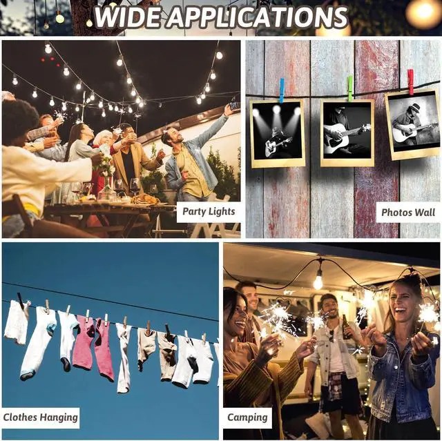 Alt view image 6 of 7 - 400 Ft String Light Hanging Kit Outdoor, Nylon Coated Stainless Steel 304 Wire Rope, String Light Kit Included Enough Accessories, Guide Wire for Outdoor String Lights, Patio Lights, Camping Lights