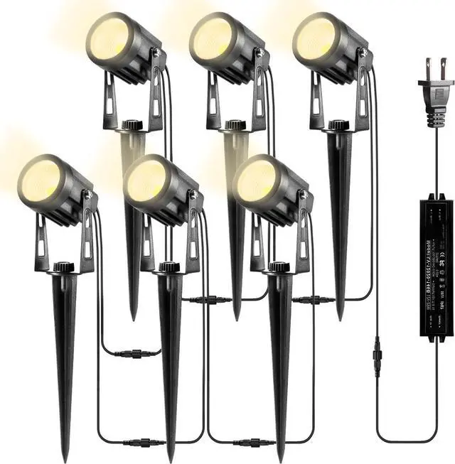 Main image of Landscape Lighting, 3W 12V Extendable Low Voltage 6 in 1 Landscape Lights with Transformer IP65 Waterproof 1800 Lumen Outdoor Spotlight for Garden Walls Trees Flag Pathway, Warm White
