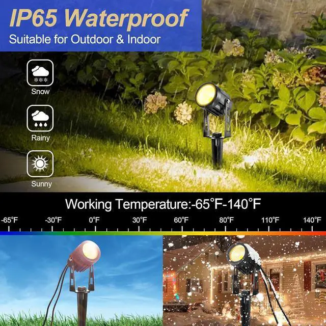 Alt view image 3 of 7 - Landscape Lighting, 3W 12V Extendable Low Voltage 6 in 1 Landscape Lights with Transformer IP65 Waterproof 1800 Lumen Outdoor Spotlight for Garden Walls Trees Flag Pathway, Warm White