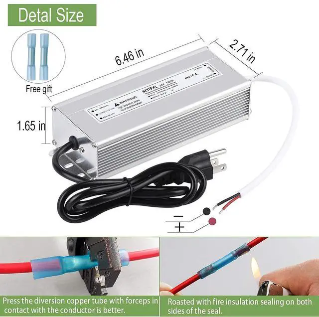 Alt view image 6 of 7 - LED Driver 100 Watts 24V DC Low Voltage Transformer Waterproof IP67 LED Power Supply, Adapter with 3-Prong Plug 3.3 Feet Cable for Any 24V DC led Lights, Computer Project, Outdoor Light