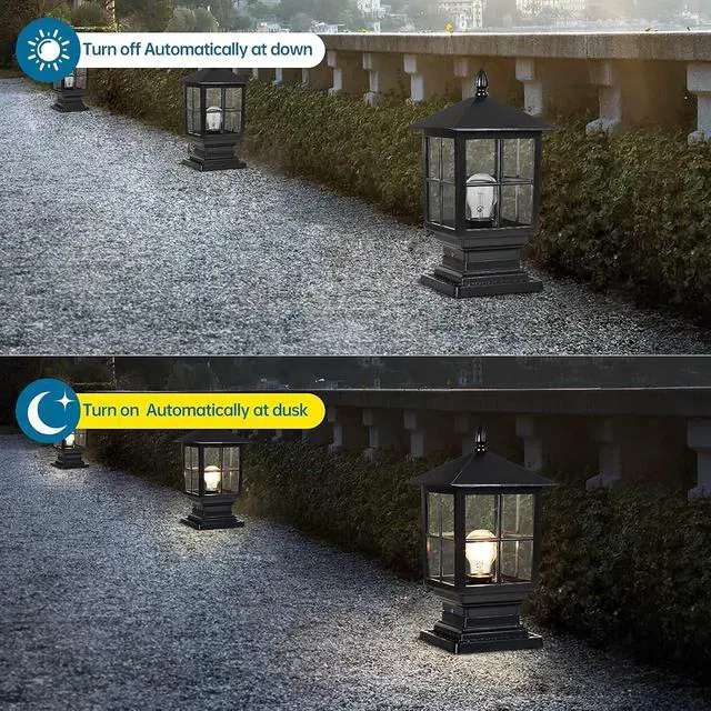 Alt view image 5 of 7 - SLAWA Outdoor Post Light Fixture, Modern Outdoor Column Lights IP54 Waterproof Aluminum Pillar Lights Outdoor Lighting for Yard Garden Patio Path, with Clear Glass Shade