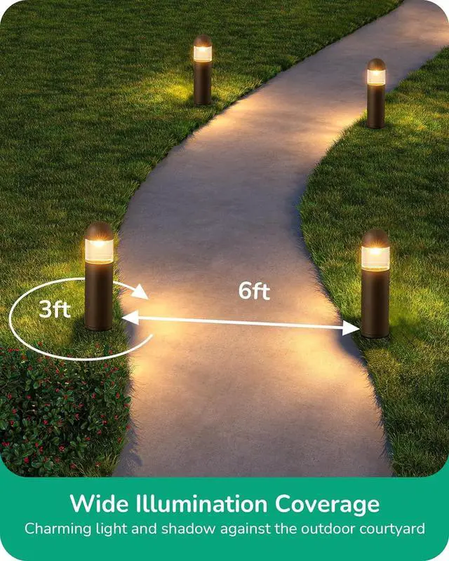 Alt view image 3 of 7 - EDISHINE Low Voltage Landscape Lighting, 12V 3W 3000K Warm White, Electric Outdoor Bollard Lights with Connectors, Waterproof LED Pathway Driveway Walkway Lights Wired for Yard Garden